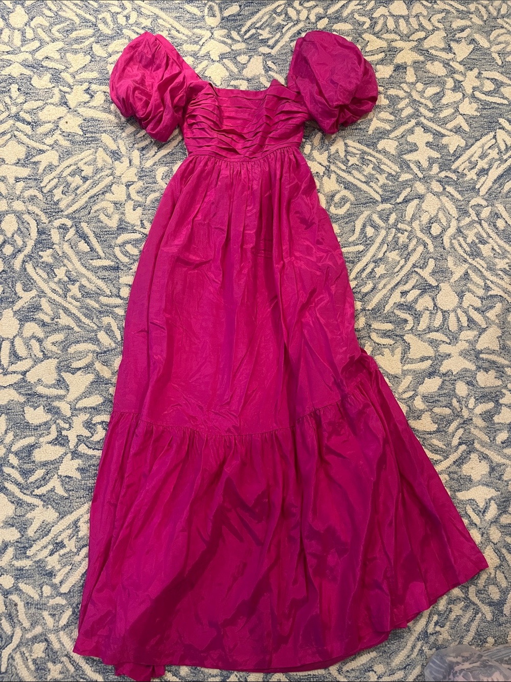 Abercrombie & Fitch Magenta Puff-Sleeve Maxi Dress